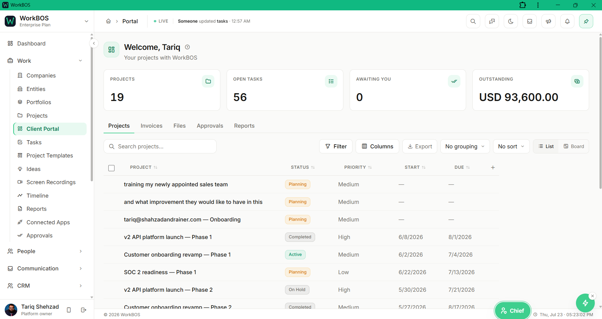A branded client portal